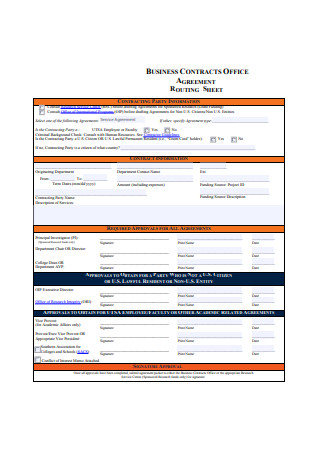 Business Contracts Office Agreement Routing Sheet1