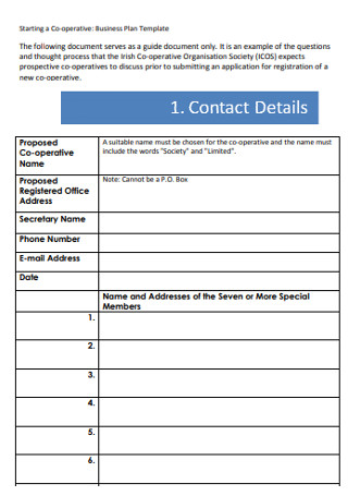 Co operative Business Plan Template 