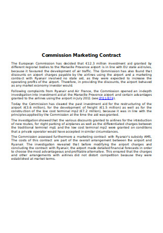 Commission Marketing Contract Sample