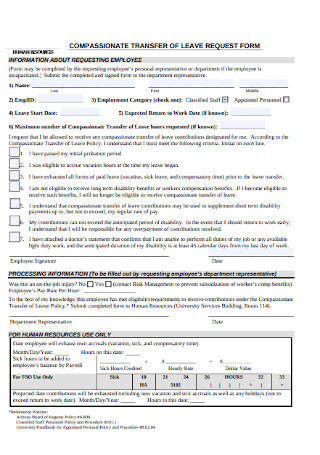 Compassionate Transfer Leave Request Form