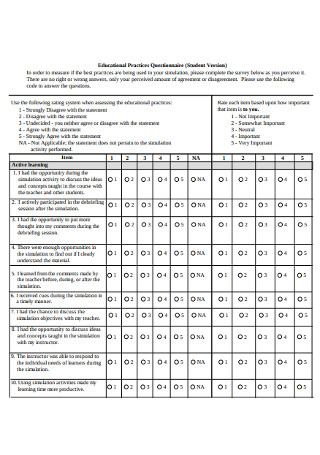 Educational Practices Questionnaire