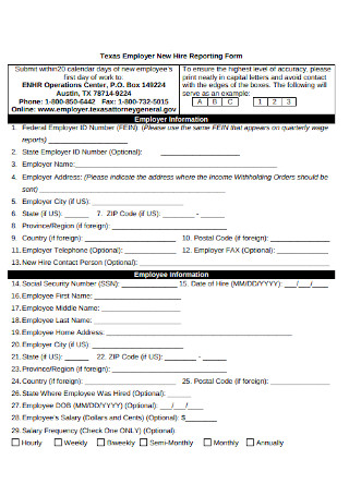Employee New Hire Reporting Form