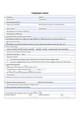 Employee Notice Form