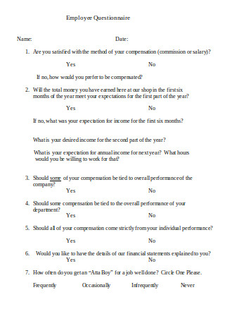 Employee Questionnaire Sample