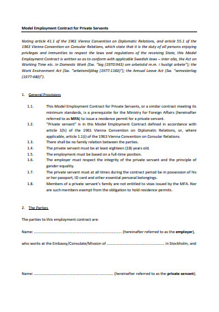 Employment Contract for Private Servants1