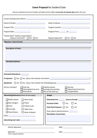 Event Proposal for Student Clubs