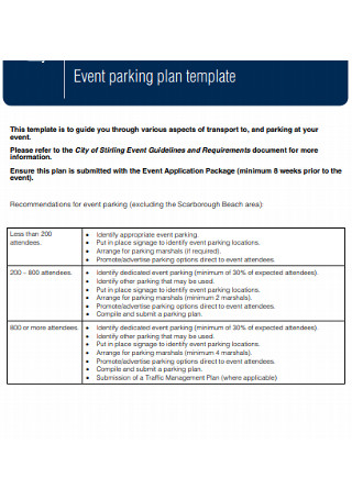 Event parking plan template