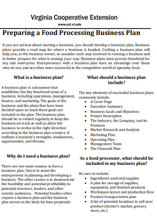 Food Processing Business Plan