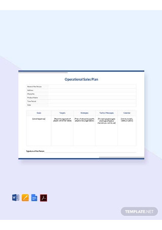 Free Operational Sales plan Template