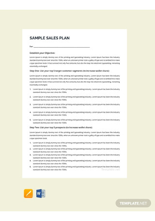 Free Sample Sales Plan Template