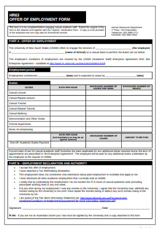 HR Employment Form