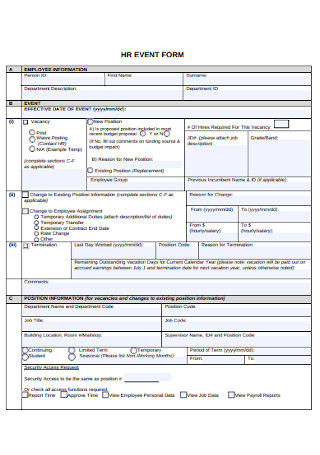 HR Event Form