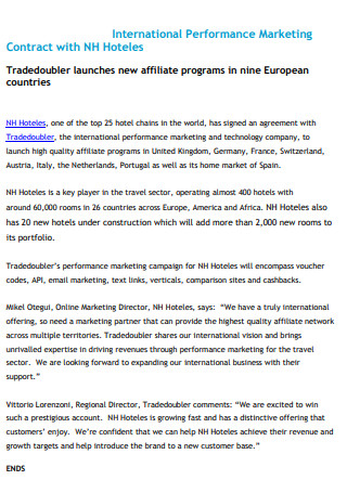 International Performance Marketing Contract Sample 