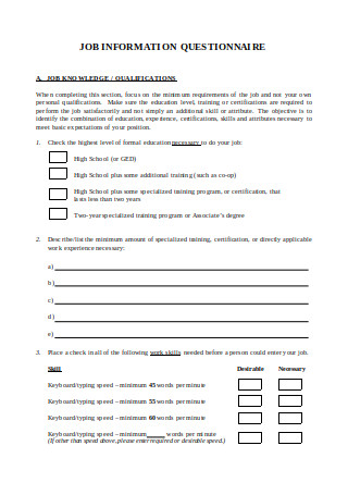 Job Information Questionnaire