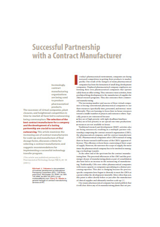Manufacturer Partnership Contract