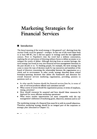 Marketing Strategies for Financial Services