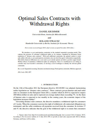 Optimal Sales Contracts with Withdrawal Rights
