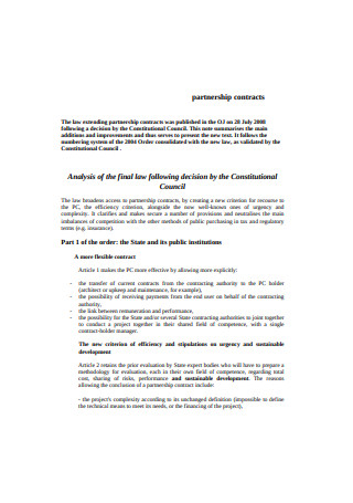 Public Institution Parnership Contract