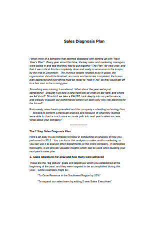 Sales Diagnosis Plan Sample