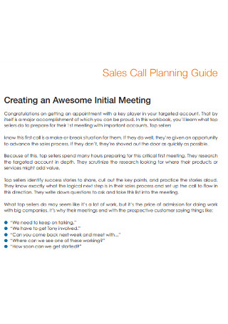 Sales Planning Call Log