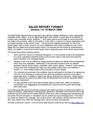 Sales Report Format