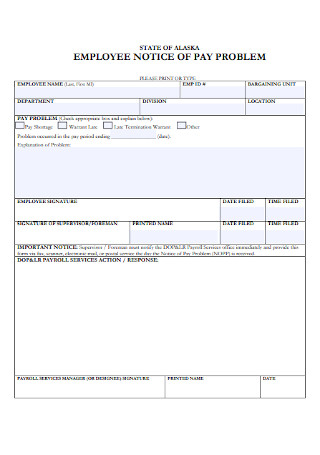 Sample Employee Notice Form
