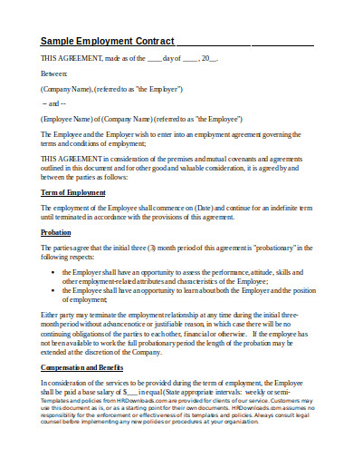 50 sample employment contracts in pdf ms word excel