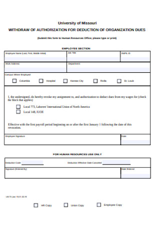 Sample HR Authorization Form