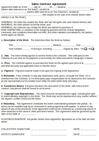 Sample Sales Contract Agreement