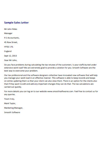 Sample Sales Letters
