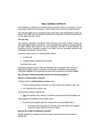 Small Business Contract Sample