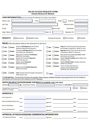 Standard HR Access Request Form