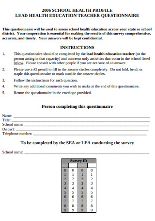 Teacher Education Questionnaire