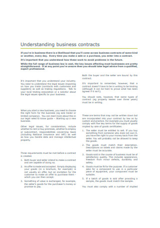 Understanding business contracts Sample