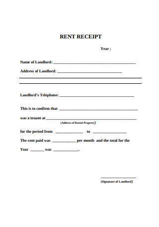 Annual Rent Receipt