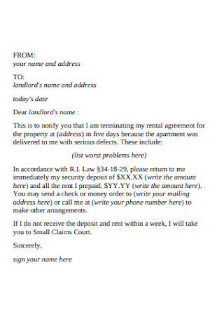 Apartment Security Deposit Request Letter