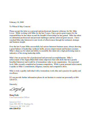 Basic Letter of Recommendation for MBA