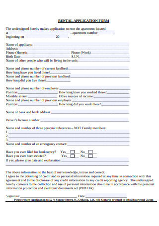 Basic Rental Application Form