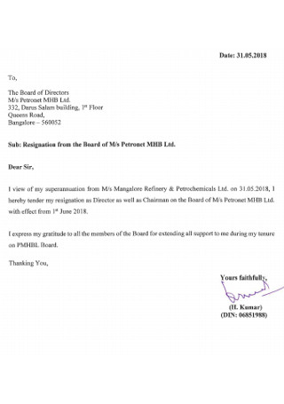 Board Member Director Resignation Letter Sample Pdf Letter