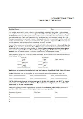 Check Out Cleaning Roommate Contract