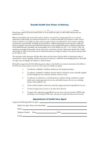 Combined Living Will and Health Care Power of Attorney