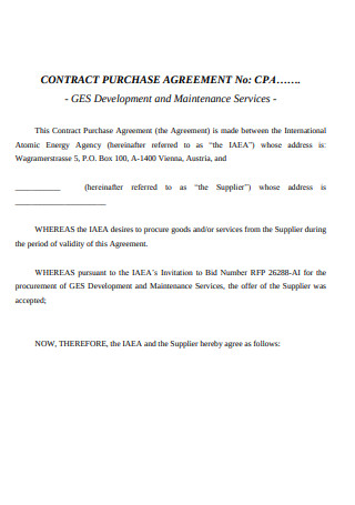 Contract Purchase Agreement Sample