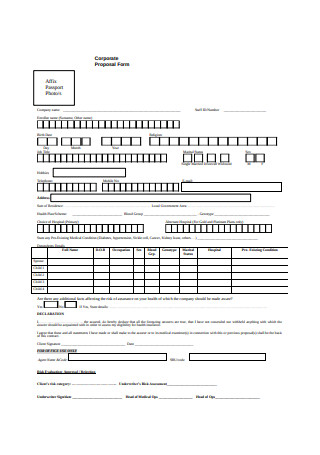 Corporate Proposal Form Example