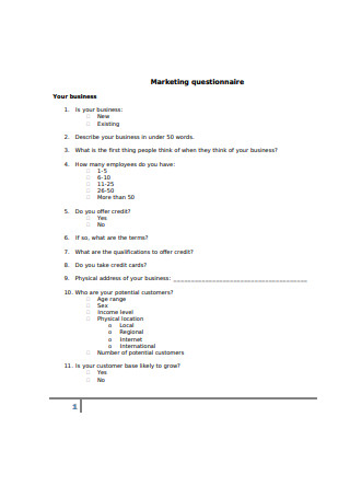 Dynamics Marketing Questionnaires
