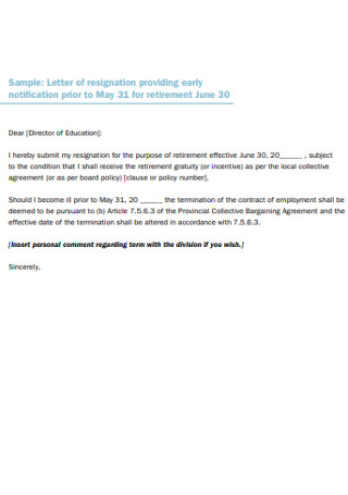 Education Board Resignation Letter