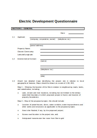 Electric Development Questionnaire
