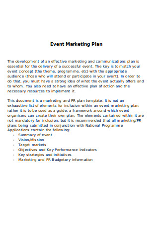 Event Marketing Plan Example