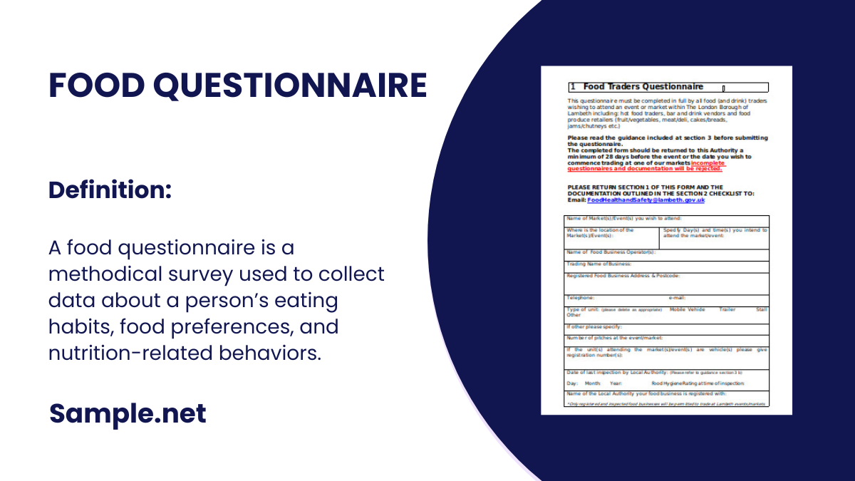 food questionnaire