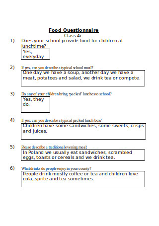 Formal Food Questionnaire