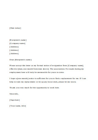 One Month Notice Letter from images.sample.net